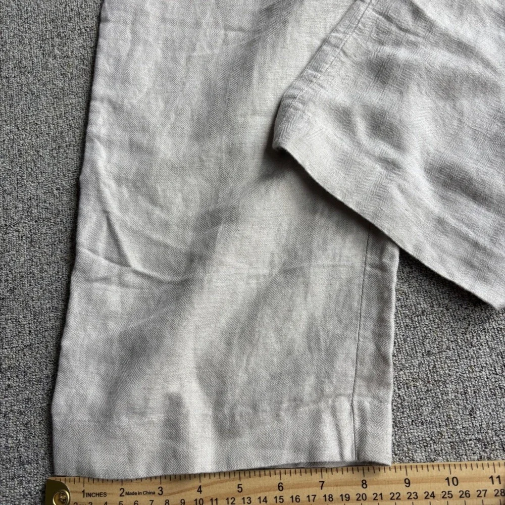 Cubavera Linen Pants Mens 34x28 Pleated Herringbone Beige Relaxed Wide Leg
